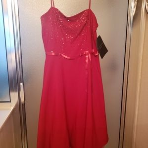 Red Spaghetti Strap Dress with Emblishments on top. Size 13 with tag